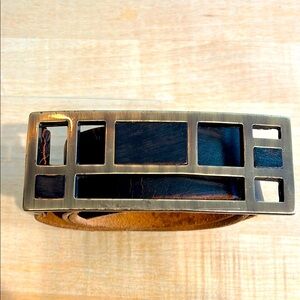 Brave Beltworks black modern belt with brass buckle 30 34”-37” Made in Italy